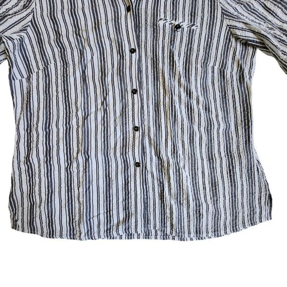 Allison Daley white gray striped button up top sz 14 - Picture 5 of 10